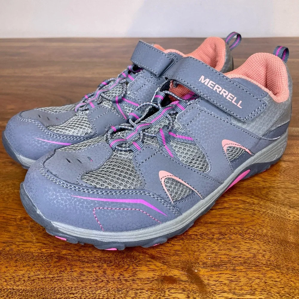 Merrell Girls 6.5 Trail Chaser Hiking Shoes Sneakers Gray Pink - Picture 2 of 11
